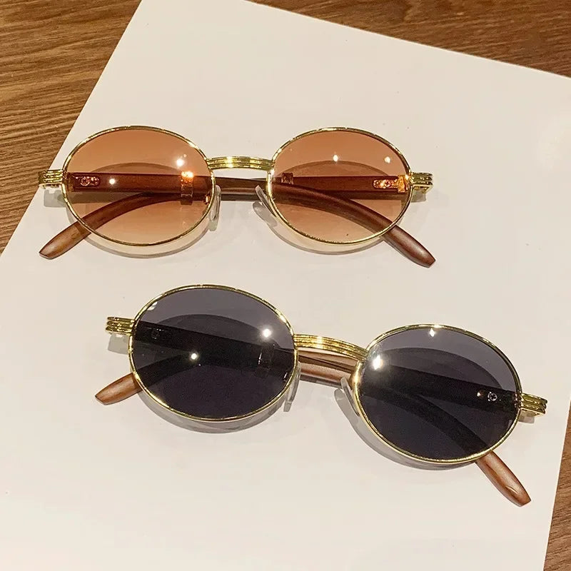 Wooden Fashion Sunglasses Women Vintage Oculos Sunglasses for Men Oval Designer Glasses Tredning Sun Lentes Luxury Gafas Lunette