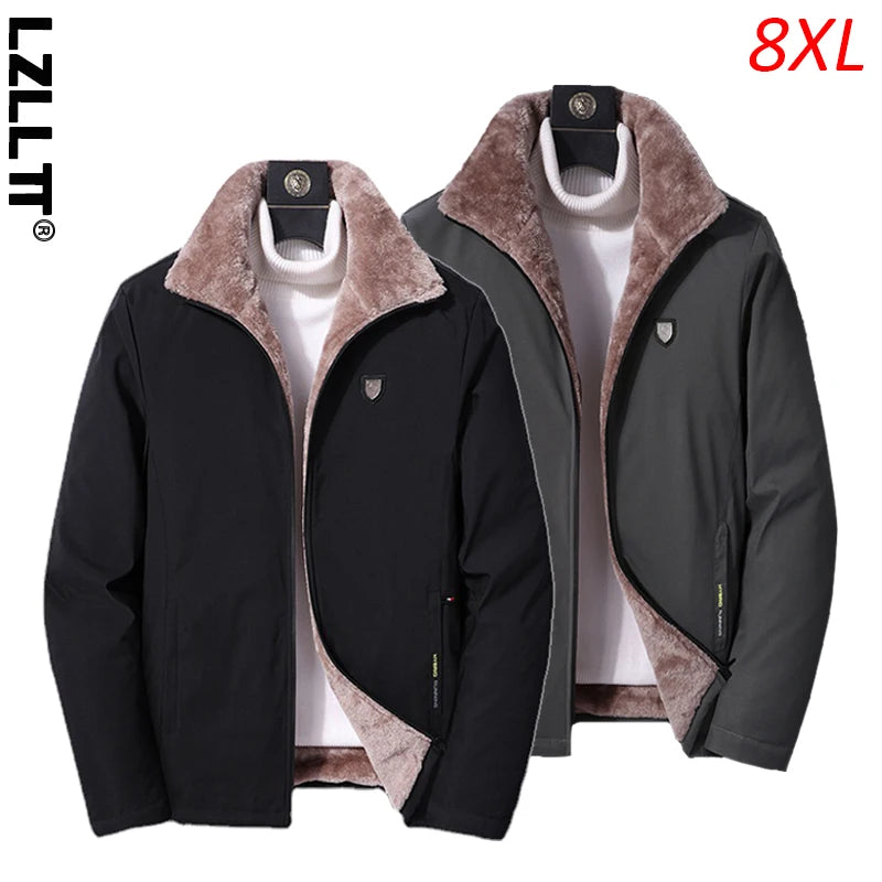 2023 Autumn Winter Men Windproof Warm Thick Fleece Jackets Coat Mens Casual Outerwear Classic Jackets Parkas Male Plus Size 8XL