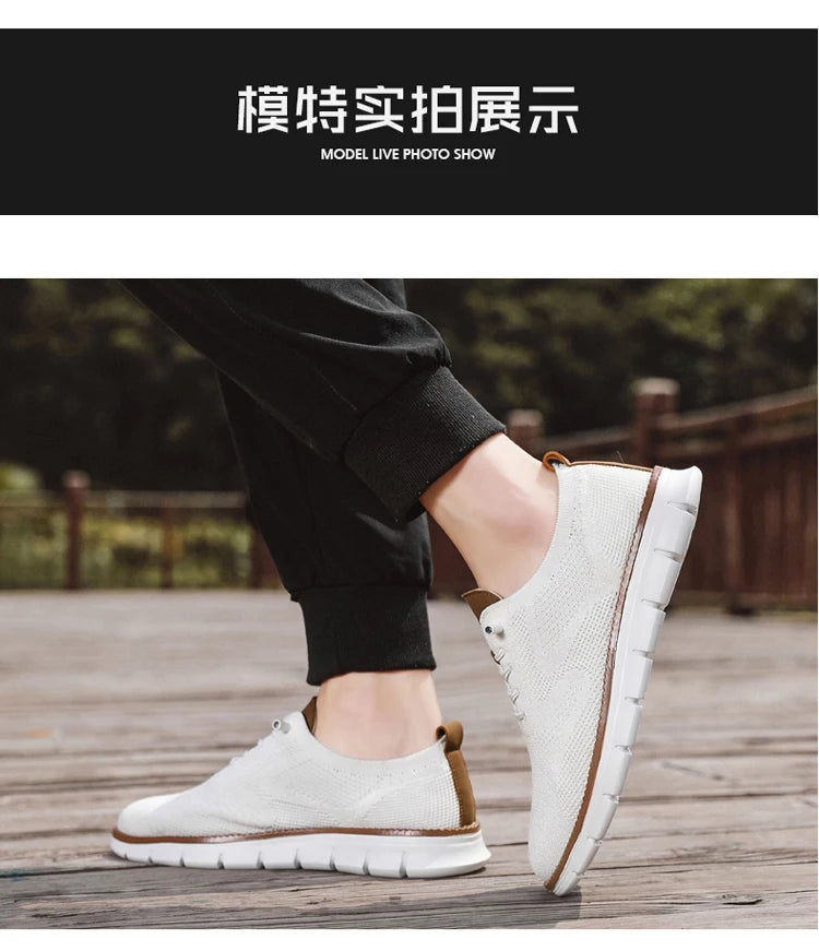 Fashion casual spring and autumn men's shoes breathable lightweight non-slip sports shoes new walking plus size flat men's shoes