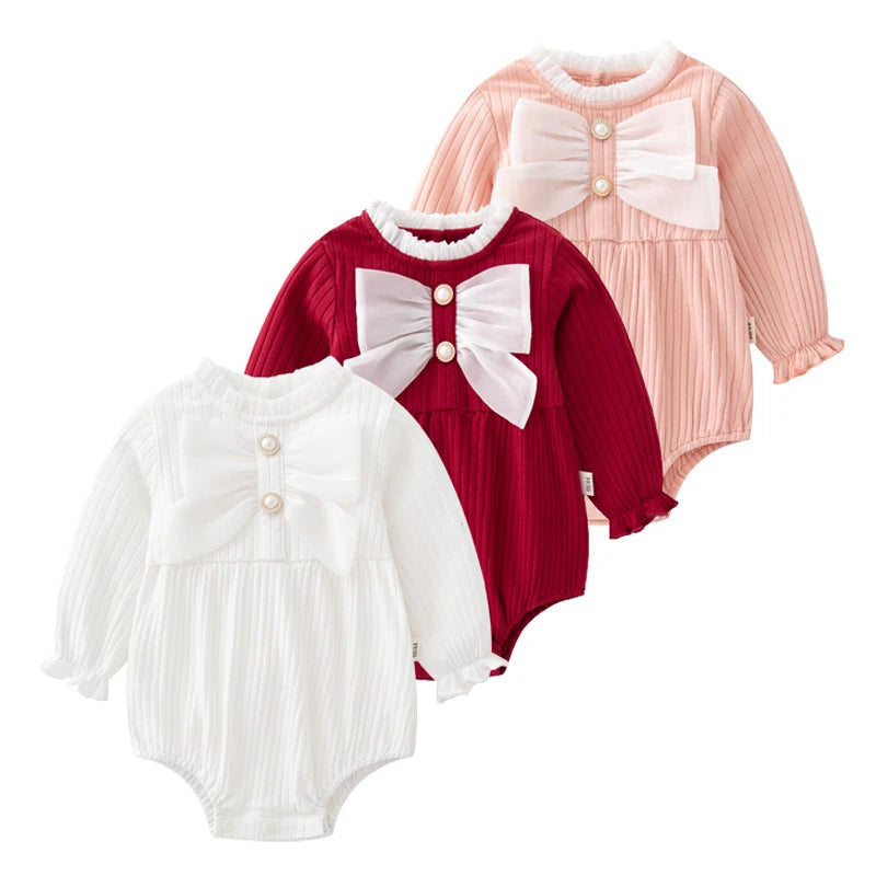 Spring & Autumn Baby Girl Bodysuit Long Sleeves Cotton Newborn Clothing Girls Bodysuits Fashion Solid Baby Clothes 3-18 Months