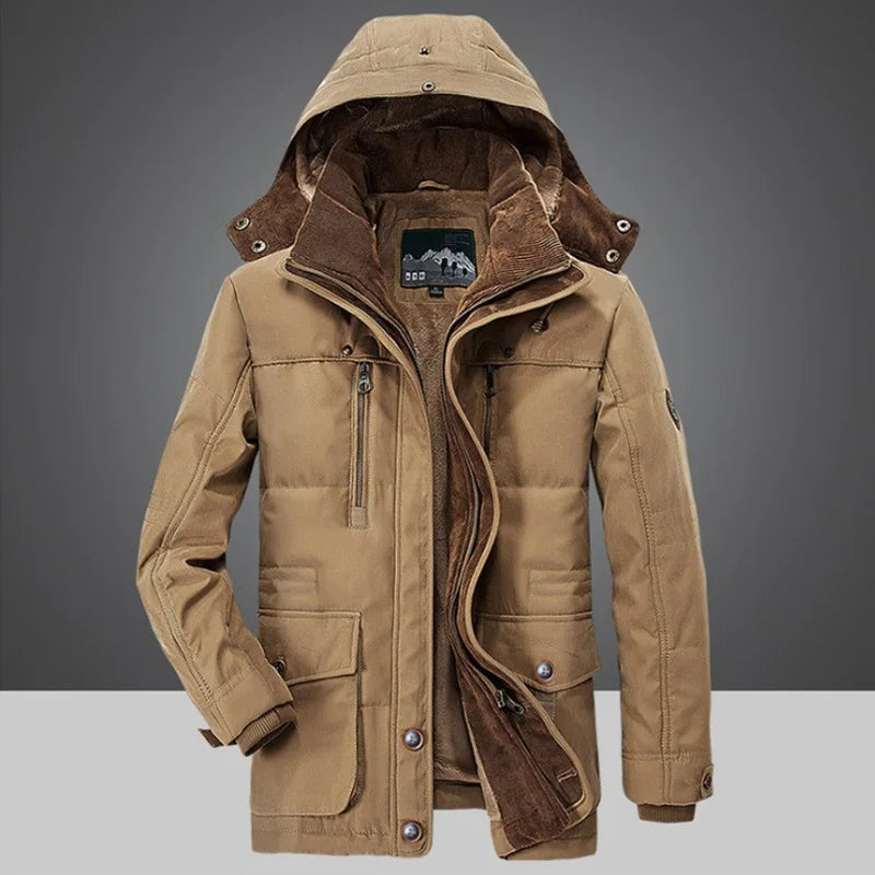 Winter Men Fleece Warm Hooded Thick Jackets Parka Coat Men Casual Outdoor Military Overcoat Jacket Windbreaker Male Big Size 6XL