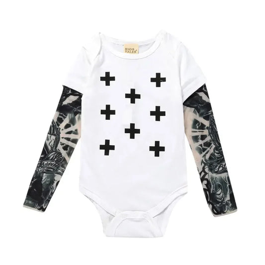 Spring Newborn Baby Bodysuit Cartoon Tattoo Baby Clothes Cotton Long Sleeve Infant Girls Clothes Print Newborn Boy Jumpsuit