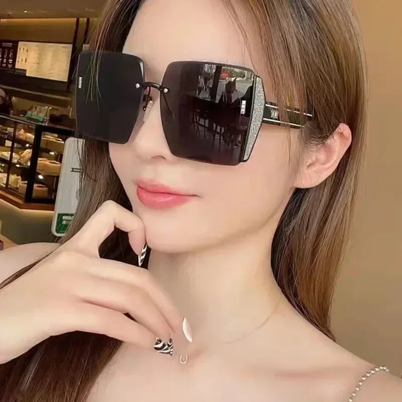 Vintage Square Sunglasses Woman Classic Retro Gradient Mirror Frameless Sun Glasses Female Fashion Rimless Oculos De Sol UV400