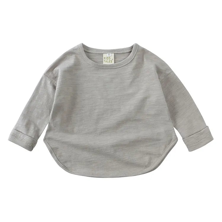 Spring Autumn Children's Clothing Boys T-Shirts Cotton Long Sleeve Girls Tops Fashion Solid Color Kids Girls Tee 2-6 Years