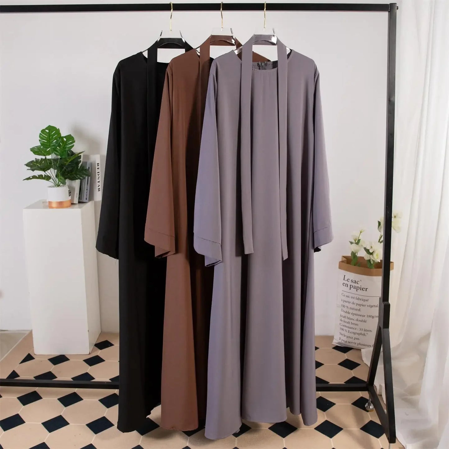 Muslim Abayas With Belt Loose Kaftans Prayer Dress Full Sleeve Islamic Clothing Women Jilbabs Dubai Robe Lace Up Long Dresses