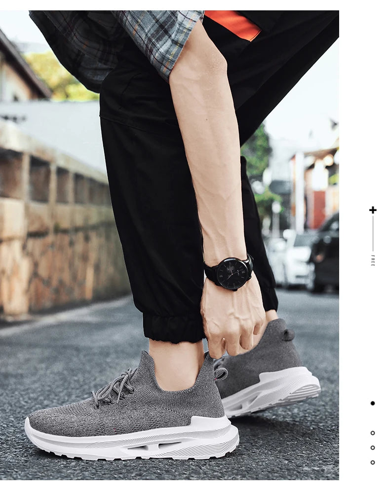 Men's sports casual shoes Breathable light lace-up solid color comfortable walking fitness training men's shoes