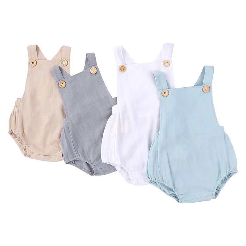 Summer Baby Girls Clothes Solid Color Newborn Clothes Boys Bodysuits Cotton Sleeveless Square Collar Baby Clothes 0-24 Months