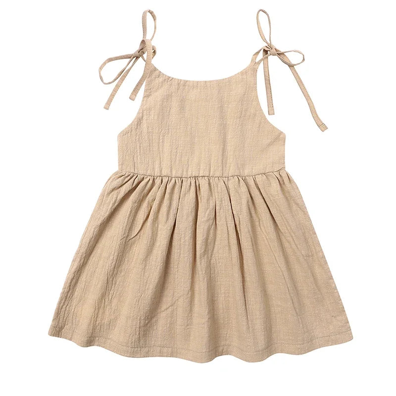 Fashion Solid Color Girls Casual Dresses Cotton Sleeveless Kids Dresses for Girls Summer Children Clothing Girl Dress 1-5 Years