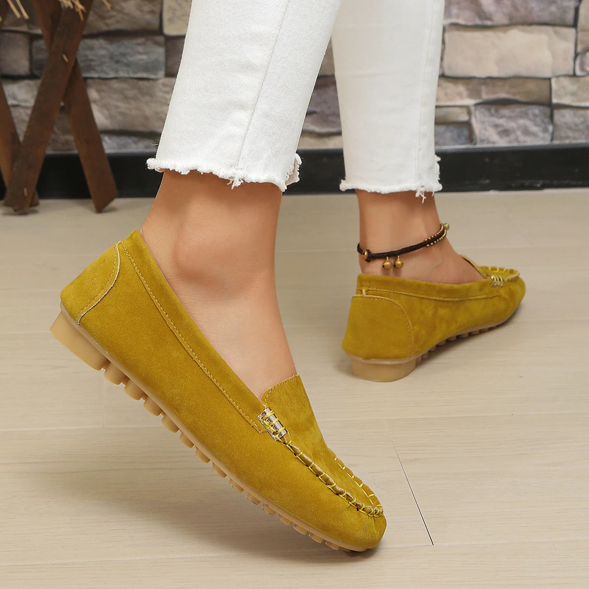 New Women's Casual Flat Sole Single Shoes, Trendy and Versatile, One Step Padded Bean Shoes, Comfortable Mary Jane Shoes