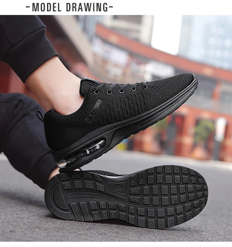 New mesh sports casual shoes breathable walking flat men fitness spring and autumn lace-up vulcanized men's shoes