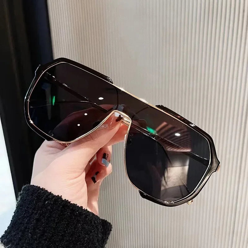 Oversized Sunglasses Women 2024 New Unique One Piece Fashion Sunglasses For Men UV400 Punk Glasses Trending Female Eyewear UV400