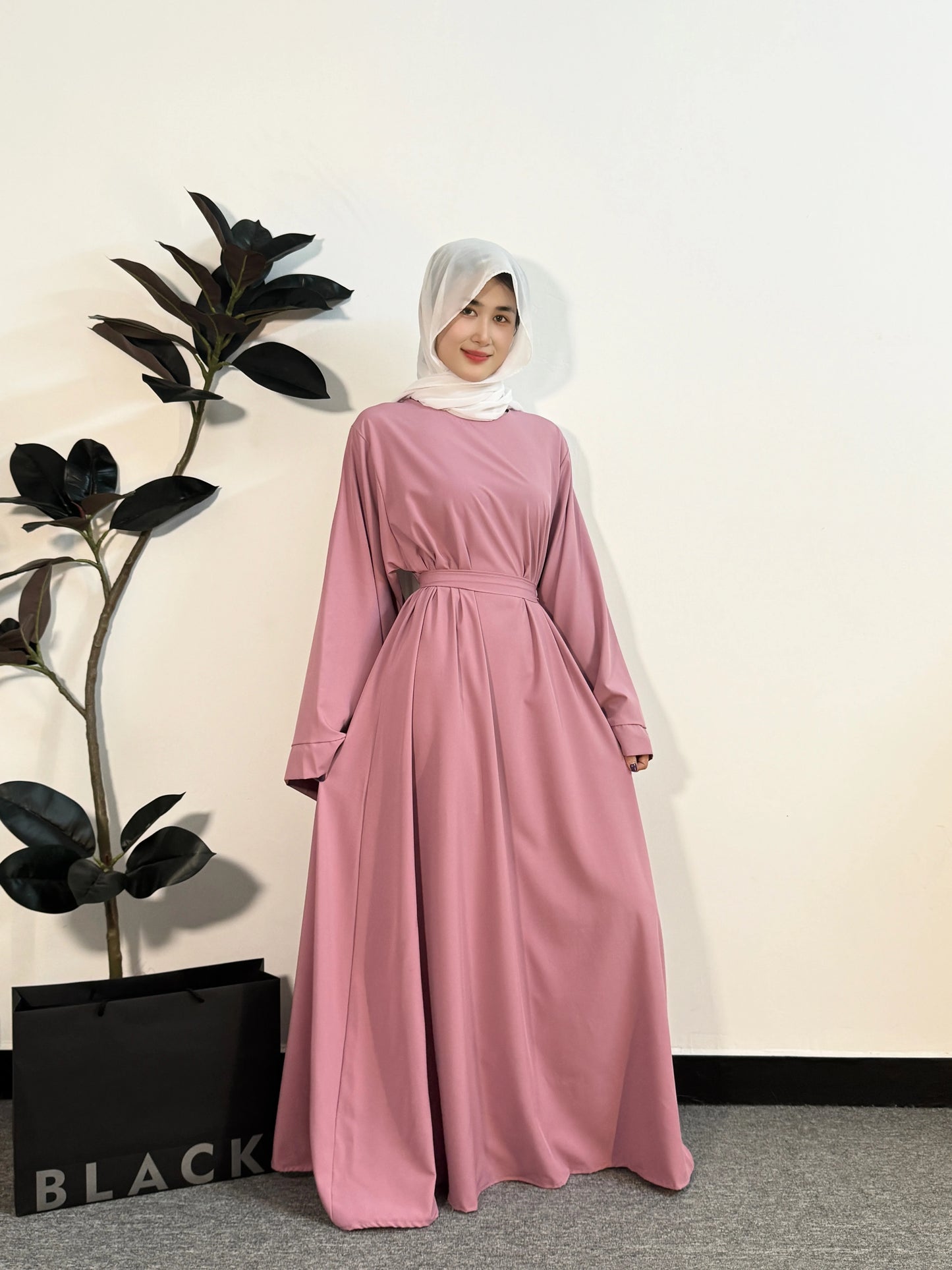 Muslim Abayas Women Kaftans Long Maxi Prayer Dress with Belt Full Sleeve Islamic Clothing Women Jilbabs Ramadan Dresses