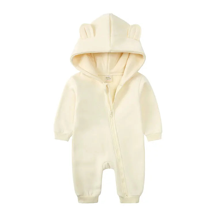 Long Sleeve Hooded Zipper Newborn Baby Clothes Winter Baby Girl Romper Winter Warm Newborn Clothing Girls Rompers  3-24 Months