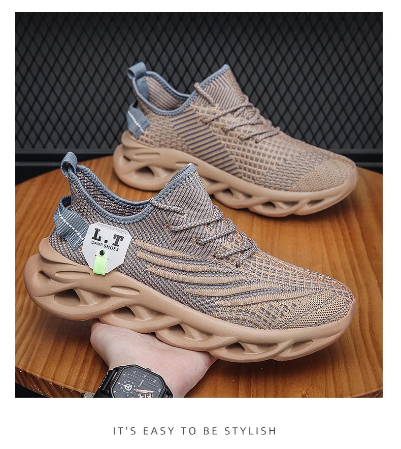 new designer Spring Spring men's breathable casual sports shoes non-slip lightweight extra size walking and running men's shoes