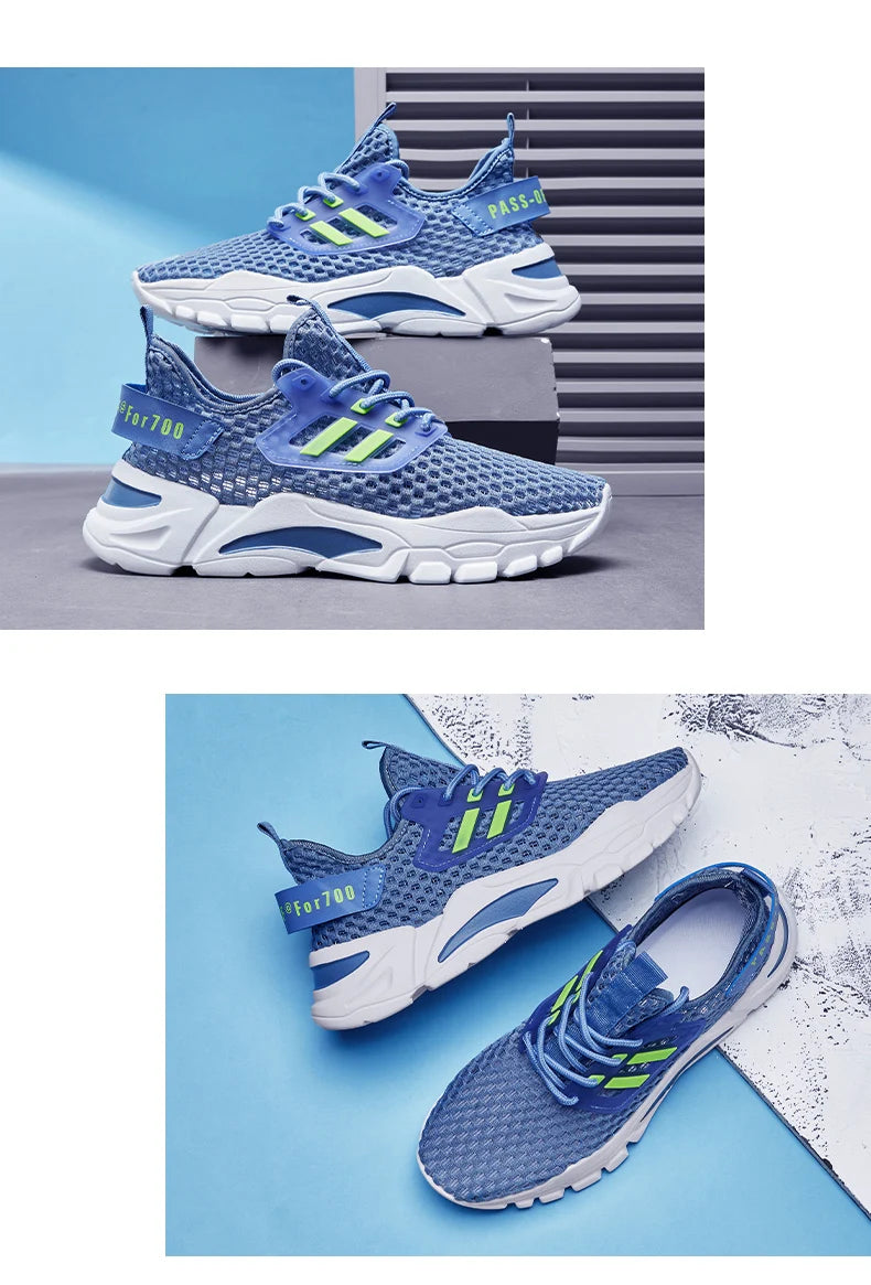 Men's spring/Summer White Sneakers Casual lightweight mesh running shoes Men's breathable tennis walking student shoes