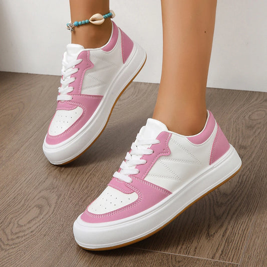 Women's casual sports shoes with thick soles and lace up board shoes