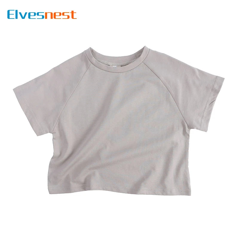 Fashion Kids Summer Clothes Boys T-Shirts Cotton Short Seleve O-Neck Girls Tops Solid Color Children's Clothing 1-6 Years