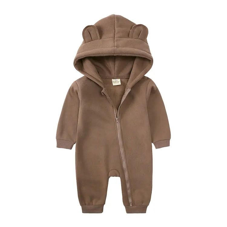 Long Sleeve Hooded Zipper Newborn Baby Clothes Winter Baby Girl Romper Winter Warm Newborn Clothing Girls Rompers  3-24 Months