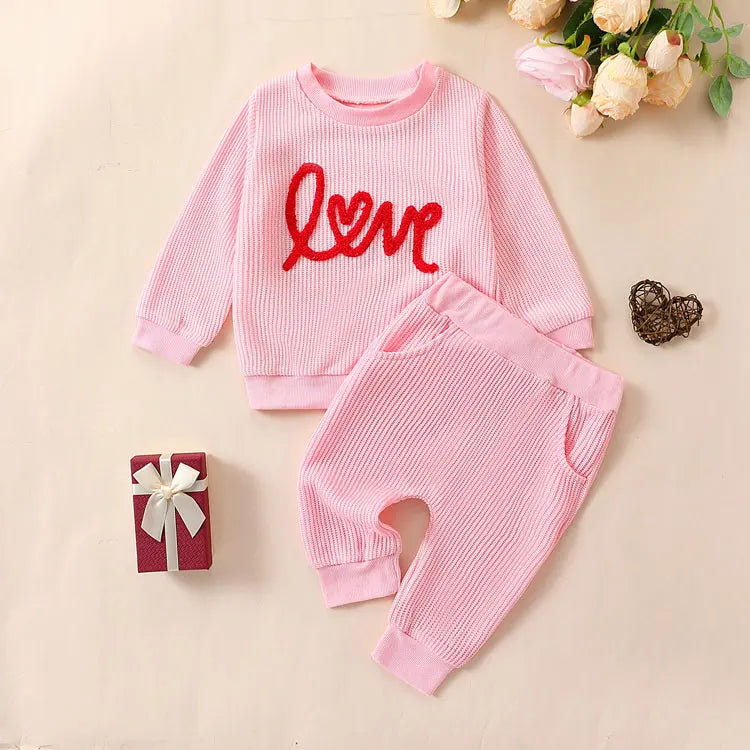 Fashion Letter Baby Girl Outfit Set Cotton Long Sleeve Tops Pant 2 PCS Spring & Autumn  Newborn Clothes Sets 3-24 Months