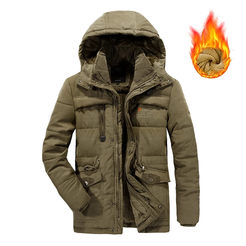 Winter Men Fleece Thick Outdoor Cargo Parkas Men Warm Military Overcoat Jacket Man Detachable Hat Windbreaker Parka Big Size 8XL