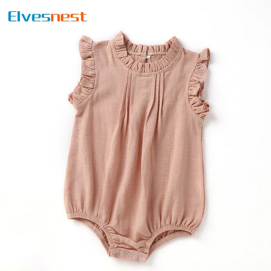 Fashion Solid Color Baby Clothes Bodysuit Girls Bodysuits Cotton Linen Baby Boy Clothes Summer Newborn Clothing 0-18 Months