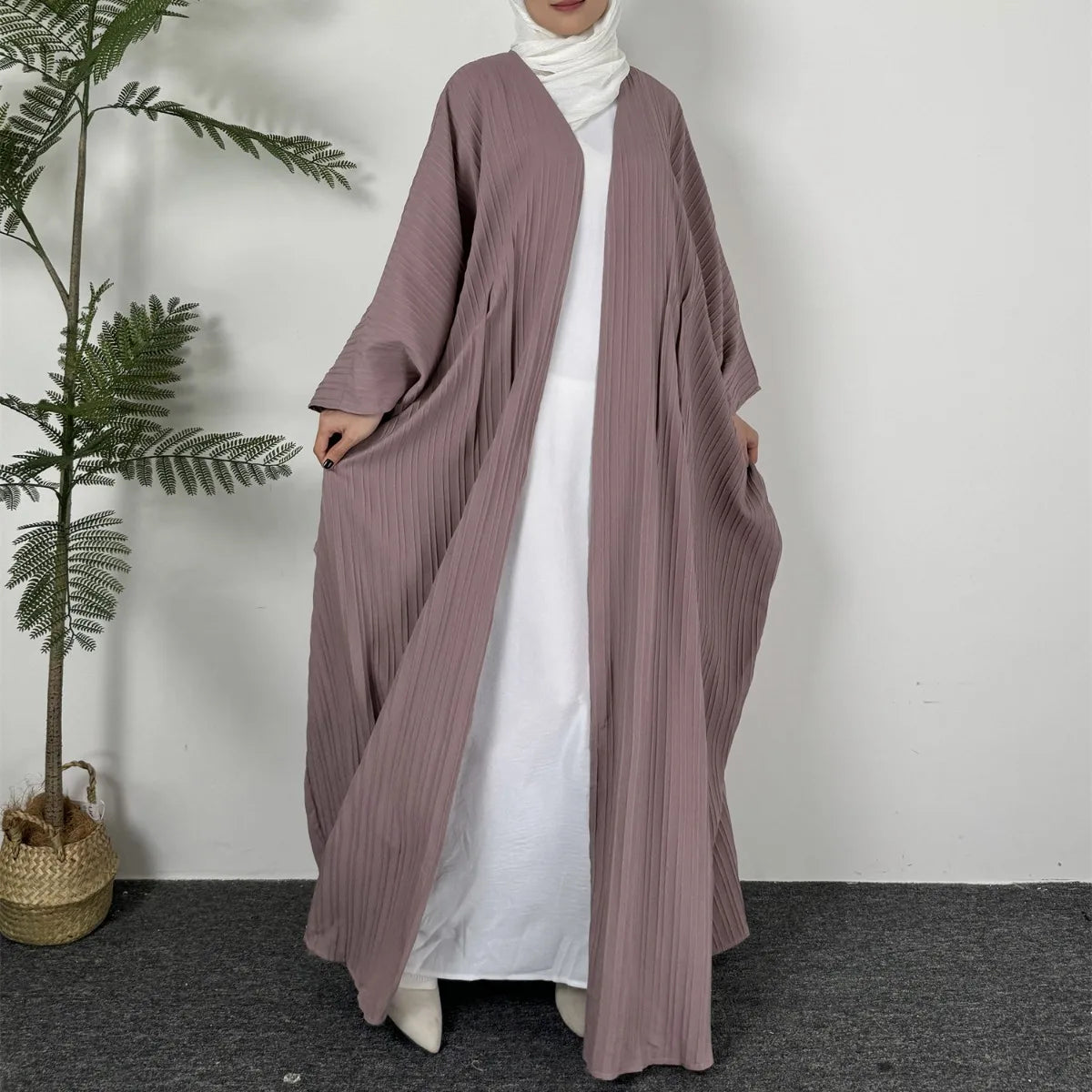 Muslim Open Front Abaya Long Sleeve Modest Outwear Kaftan Women Jilbabs Loose Maxi Length Dress Cardigan Coat Women's Clothing