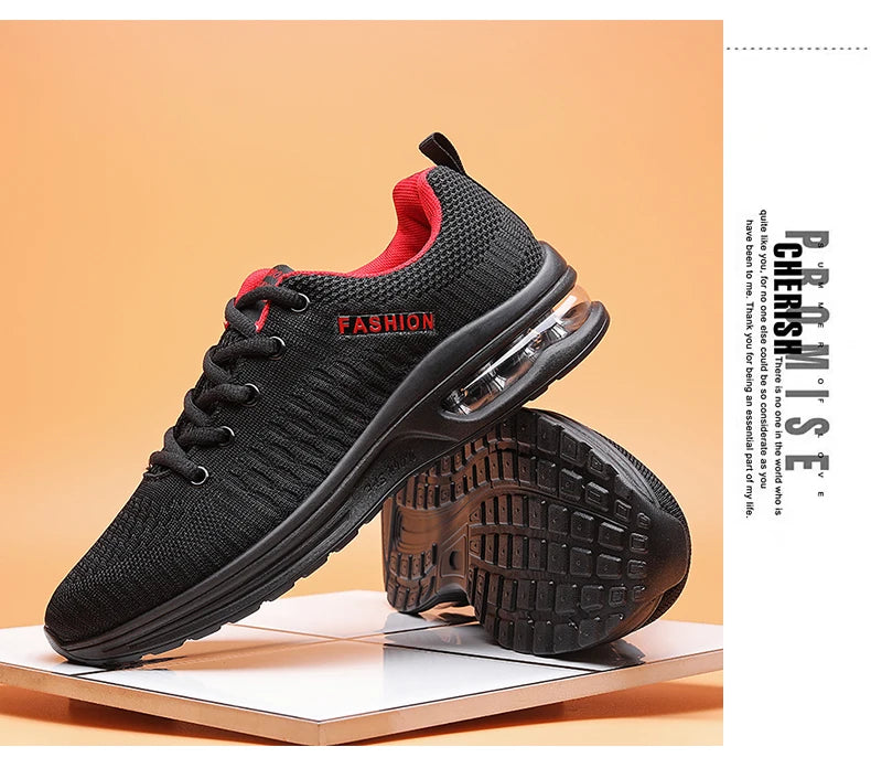 New mesh sports casual shoes breathable walking flat men fitness spring and autumn lace-up vulcanized men's shoes