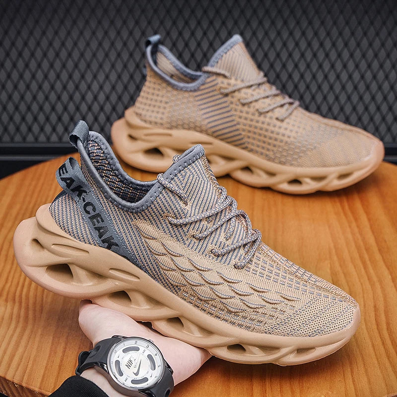 Men's mesh sports shoes lace-up large size men's casual shoes vulcanized light walking and running shoes