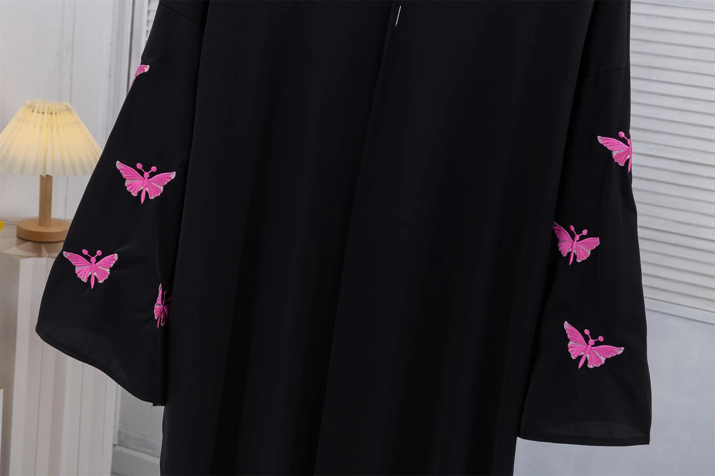 Butterfly Embroidery Open Front Abaya Women Long Sleeve Maxi Length Dress Muslim Abayas Kaftans Women Jilbabs Women's Clothing