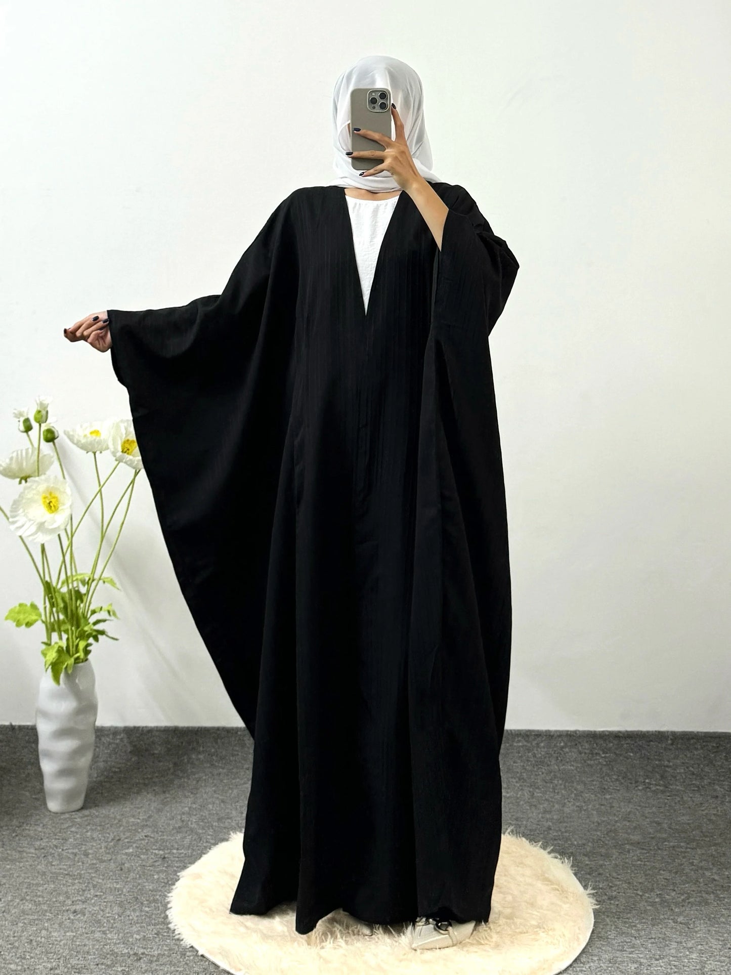 Muslim Open Front Abayas Long Sleeve Modest Kaftan Loose Casual Maxi Length Dress Women Jilbabs Women's Clothing