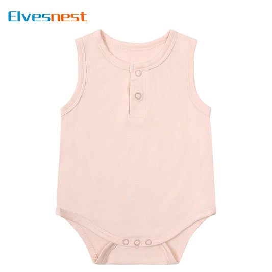 Fashion Bamboo Fiber Newborn Clothes Girls Bodysuits Solid Color Sleeveless Baby Boy Bodysuit Summer Baby Clothing 0-24 Months