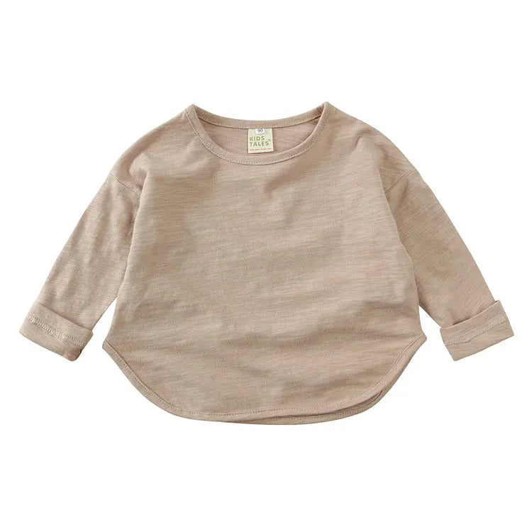 Spring Autumn Children's Clothing Boys T-Shirts Cotton Long Sleeve Girls Tops Fashion Solid Color Kids Girls Tee 2-6 Years