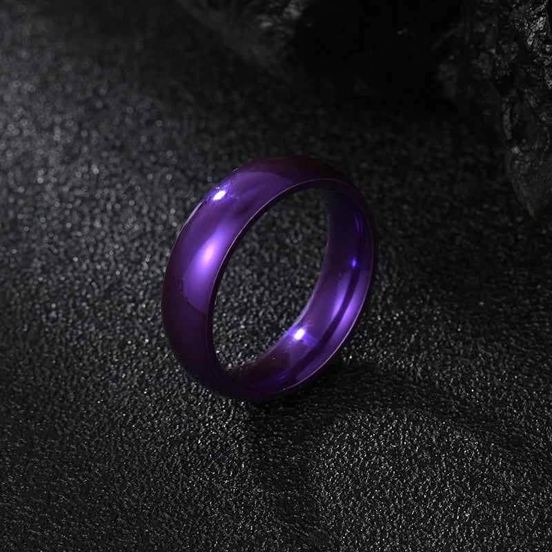 Simple 6/8mm Stainless Steel Wedding Rings Purple Smooth Women Men Couple Ring Fashion Jewelry for women кольца