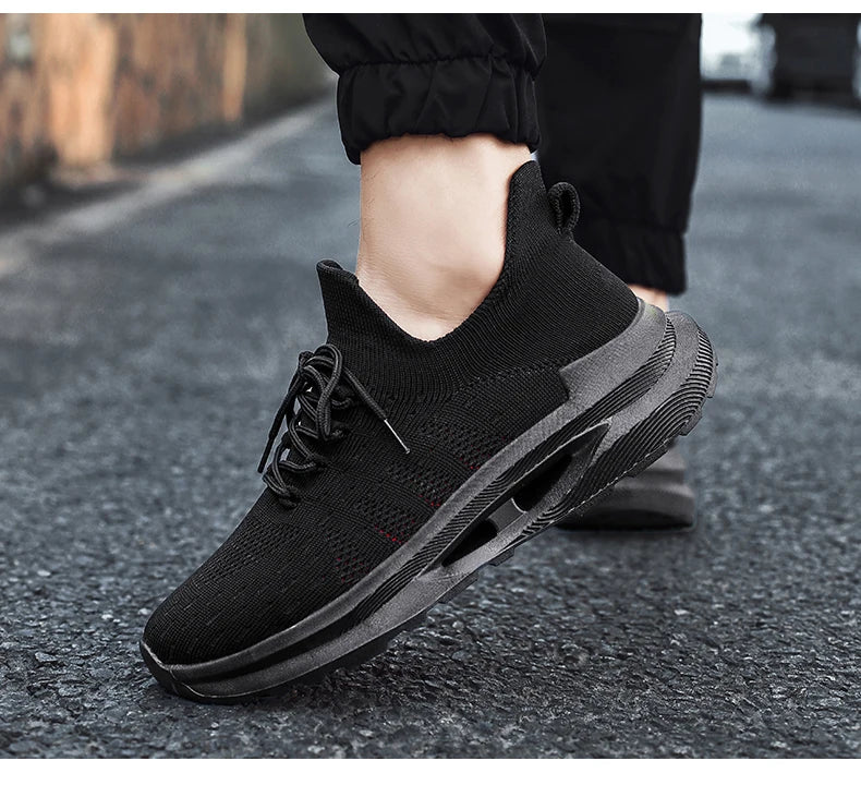 Men's sports casual shoes Breathable light lace-up solid color comfortable walking fitness training men's shoes