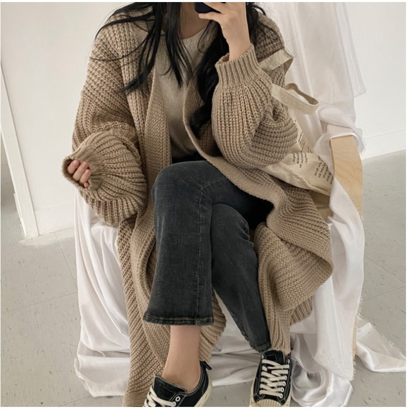 Autumn Winter Fashion Female Vintage Full Sleeve Loose Warm Knitwear Long Sweaters Cardigan Women Casual Sweater Coats Outwear