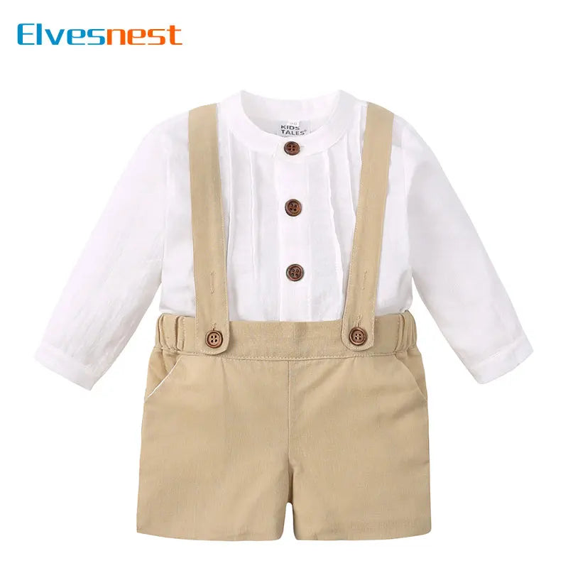 Formal Kids Clothes Boys Sets Summer Toddler Boy Clothes Cotton Shrirt Suspenders Pants Childreng Clothing Boy Outfits 1-4Years