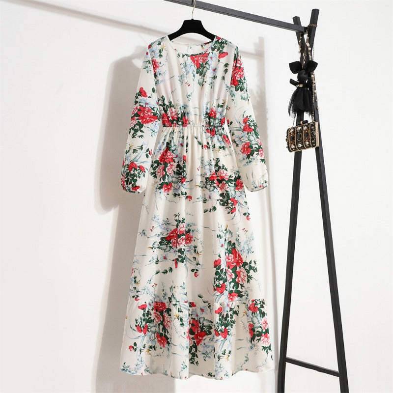 Women Long Dresses Full Sleeve Sping Autumn Bohemian Casual High Waist Beach Woman Chiffon Dresses Floral Vestidoes Maxi Dress