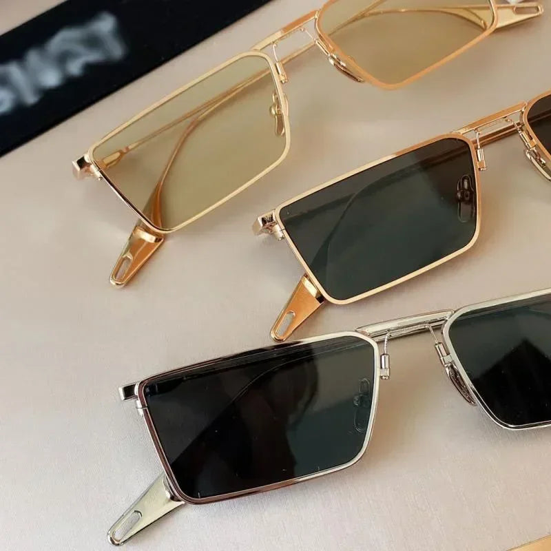 Vintage Narrow Small Sunglasses Women Luxury Brand Metal Frame Sun Glasses Rectangle Driving Eyeglasses Fishing Eyewear Men 2023