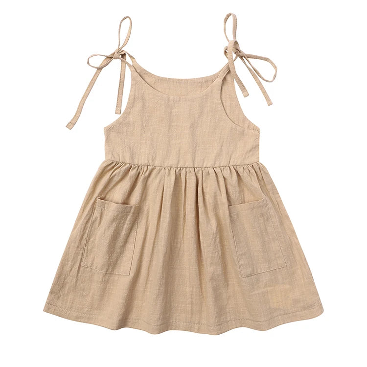 Fashion Solid Color Kids Dresses for Girls Cotton Sleeveless Girls Casual Dresses Summer Children Girl Dress 1-5 Years