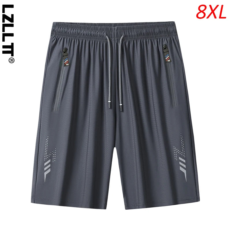 Summer Men Casual Beach Bermuda Breathable Shorts Man Loose Jogger Sport Short Pants Male Outdoor Gym Trouser Sweatpants 7XL 8XL