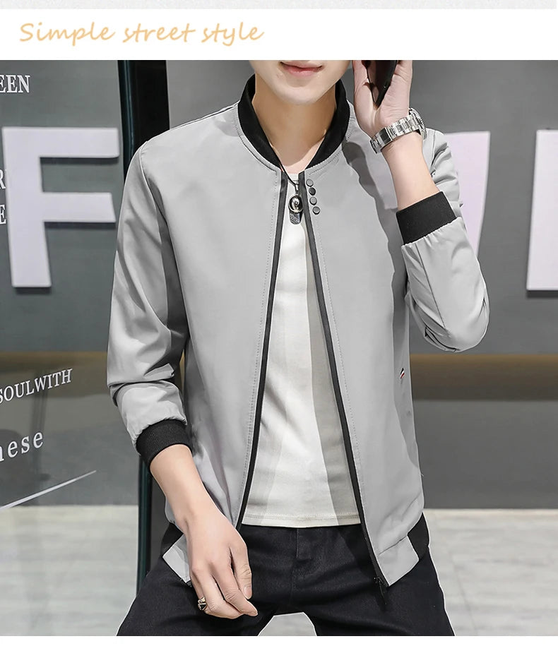 3XL 4XL 5XL Men's Jacket Autumn Thin Long Sleeve Baseball Uniform Windproof Cycling Jacket Solid Zipper Casual Jacket