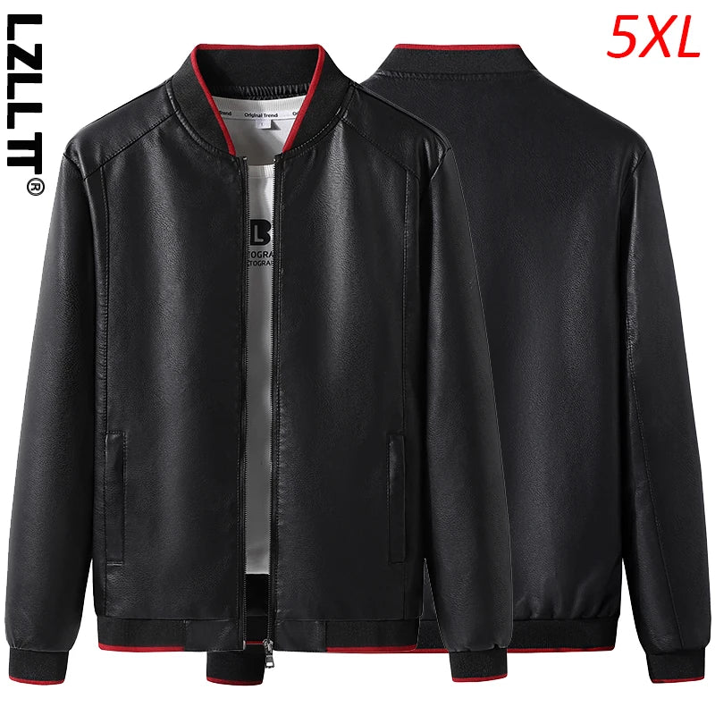 Spring Autumn Men Casual Motorcycle Biker Leather Jacket Men Outwear Windproof Jacket Men's Vintage Fashion Jacket Coat Male 5XL