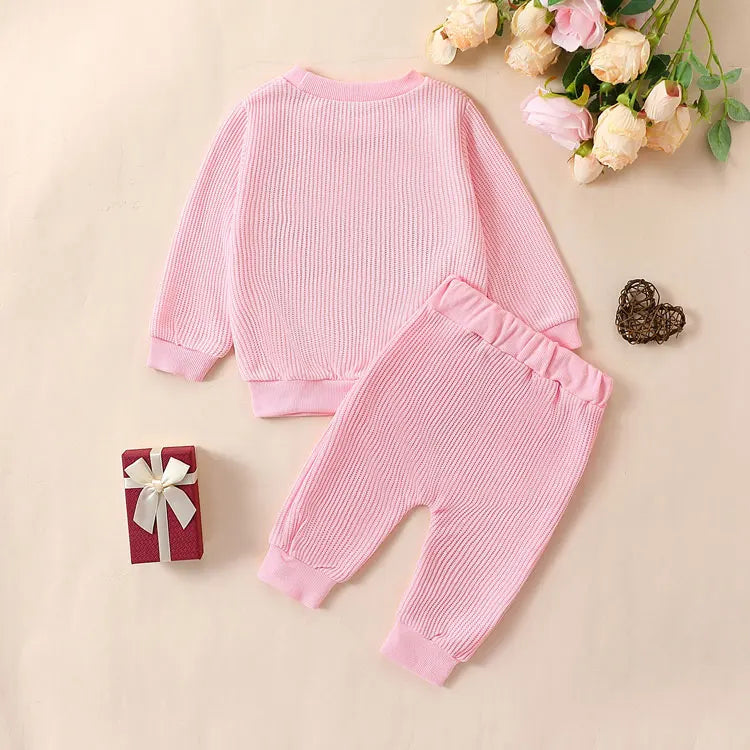 Fashion Letter Baby Girl Outfit Set Cotton Long Sleeve Tops Pant 2 PCS Spring & Autumn  Newborn Clothes Sets 3-24 Months