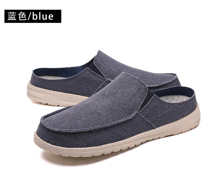 Spring and summer new canvas shoes for men light comfortable casual fashion sports half slipper plus size men's shoes