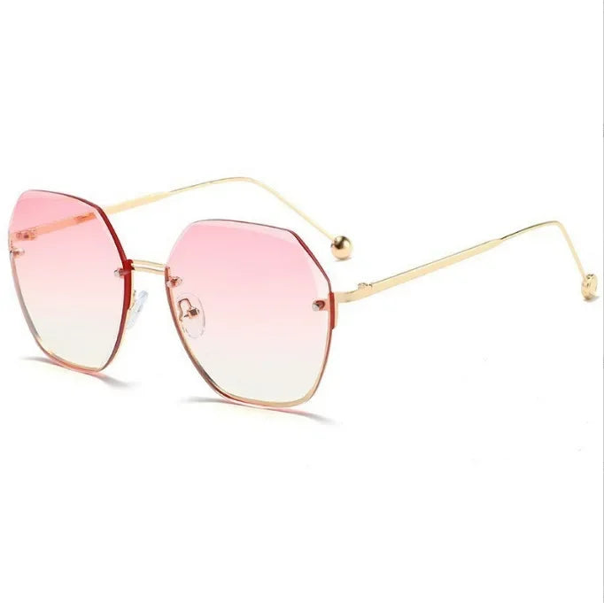 2024 New Fashion Brand Design Vintage Rimless Polit Sunglasses Women Men Retro Cutting Lens Gradient Sun Glasses Female UV400