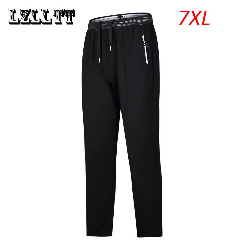 Summer Men Cool Ice Sport Breathable Pant Joggers Sweatpant Men Casual Fitness Loose Long Elastic Pant Men Trousers Big Size 7XL