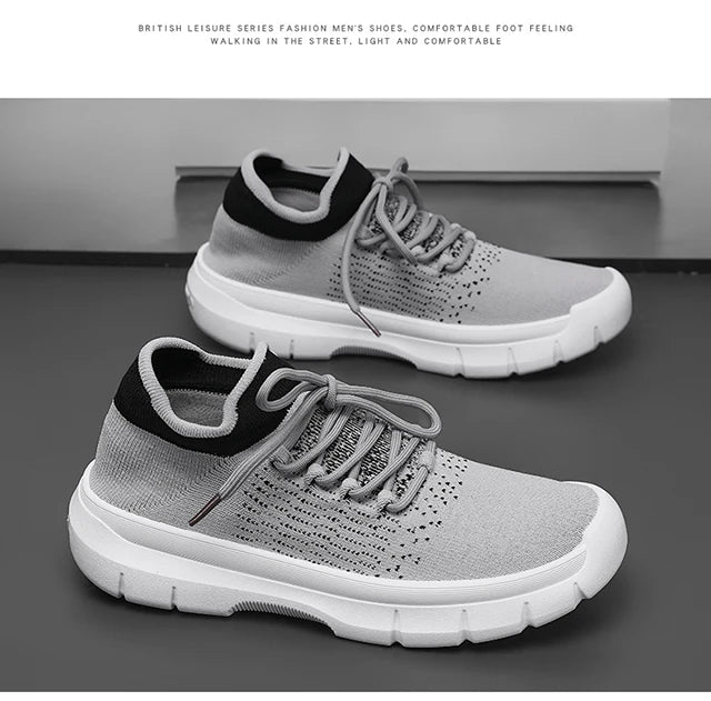 2024 new men's casual breathable sports shoes flat comfortable non-slip mesh surface walking vulcanized men's shoes