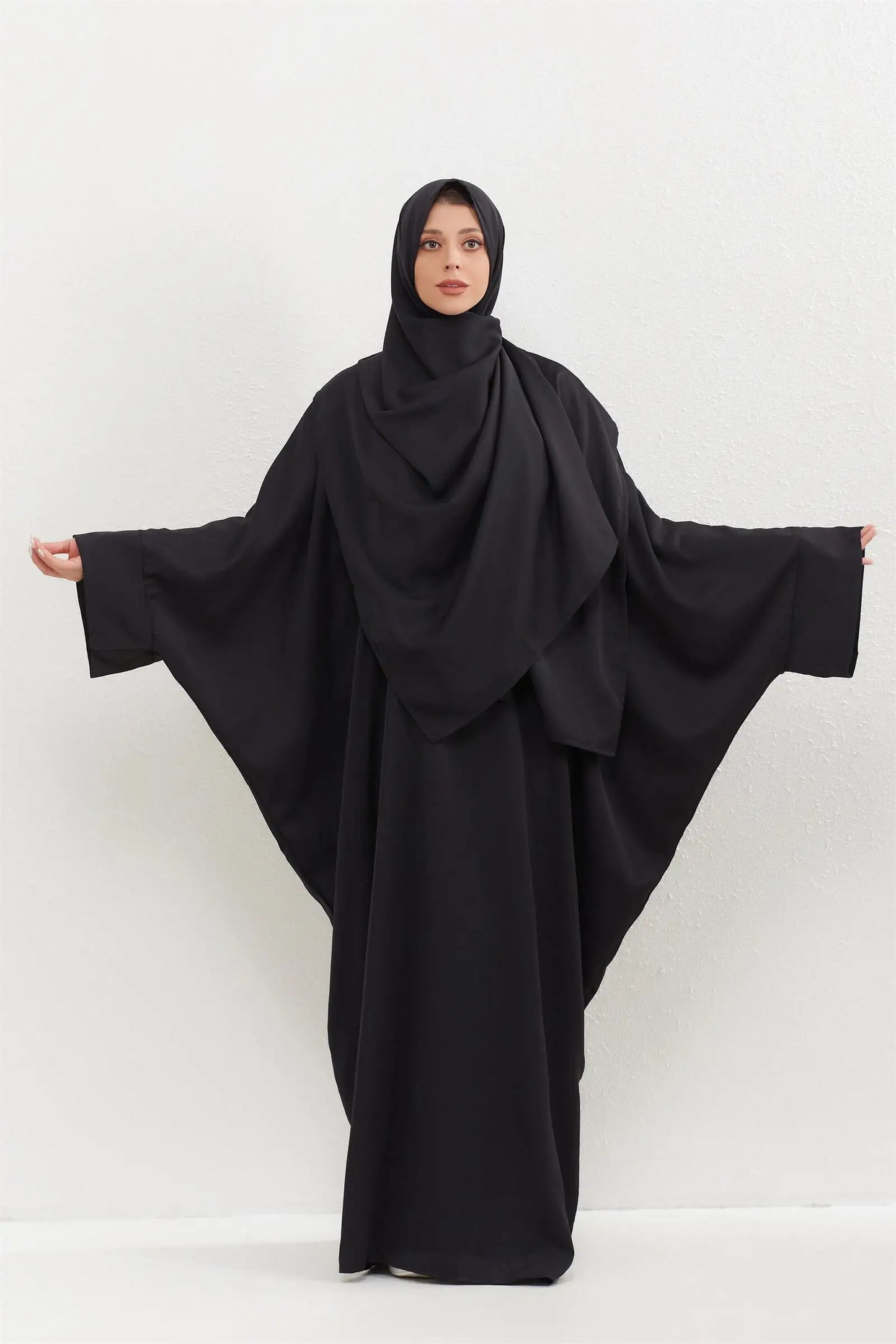 Two Pieces Muslim Abaya Women Jilbab Islamic With Hijab Clothing Dubai Saudi Robe Turkish Modesty Prayer Dresses Loose Kaftans