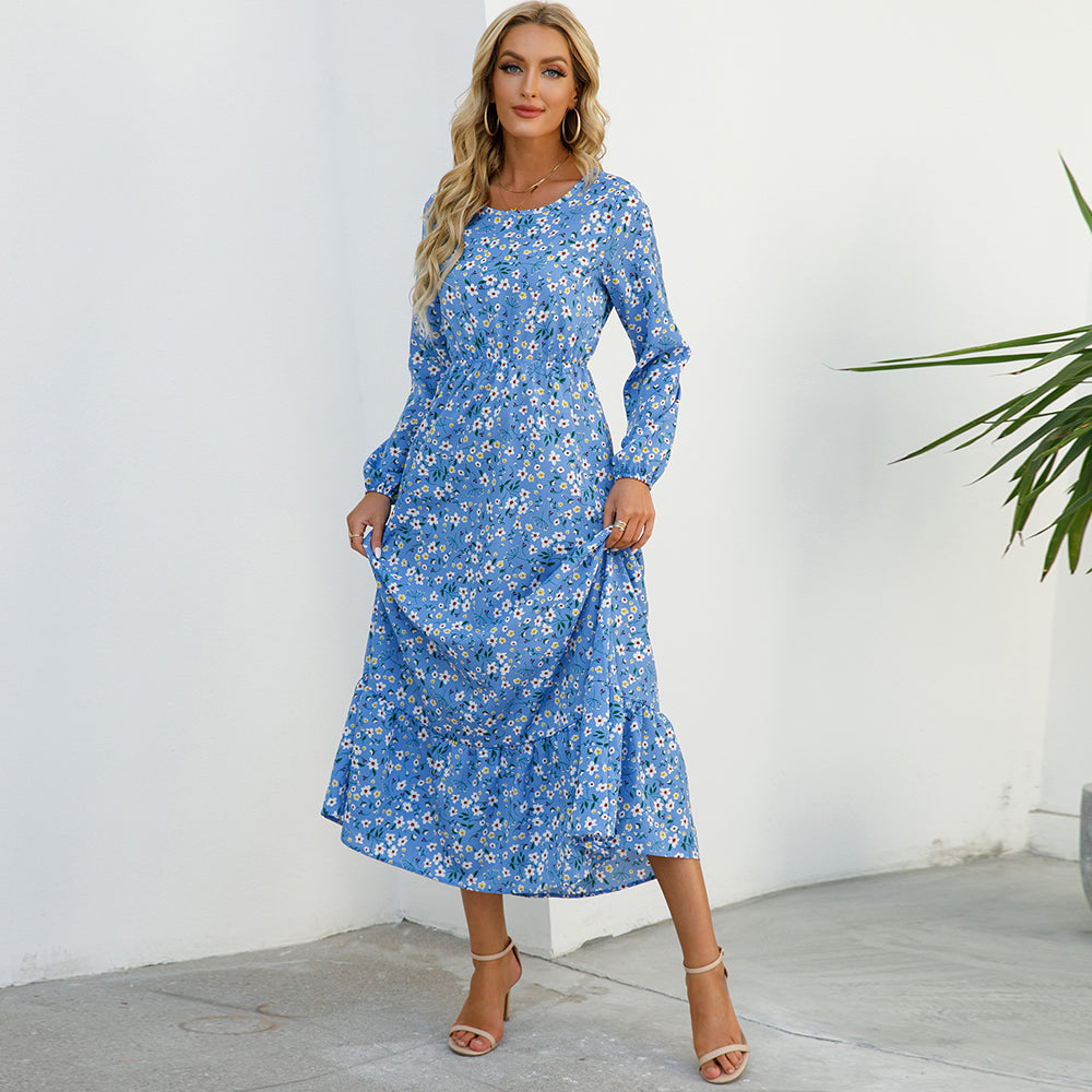 2023 Sping Summer Bohemian Women Maxi Dress Casual Long Sleeve High Waist Beach Woman Chiffon Dresses Floral Vestidoes Mujer New