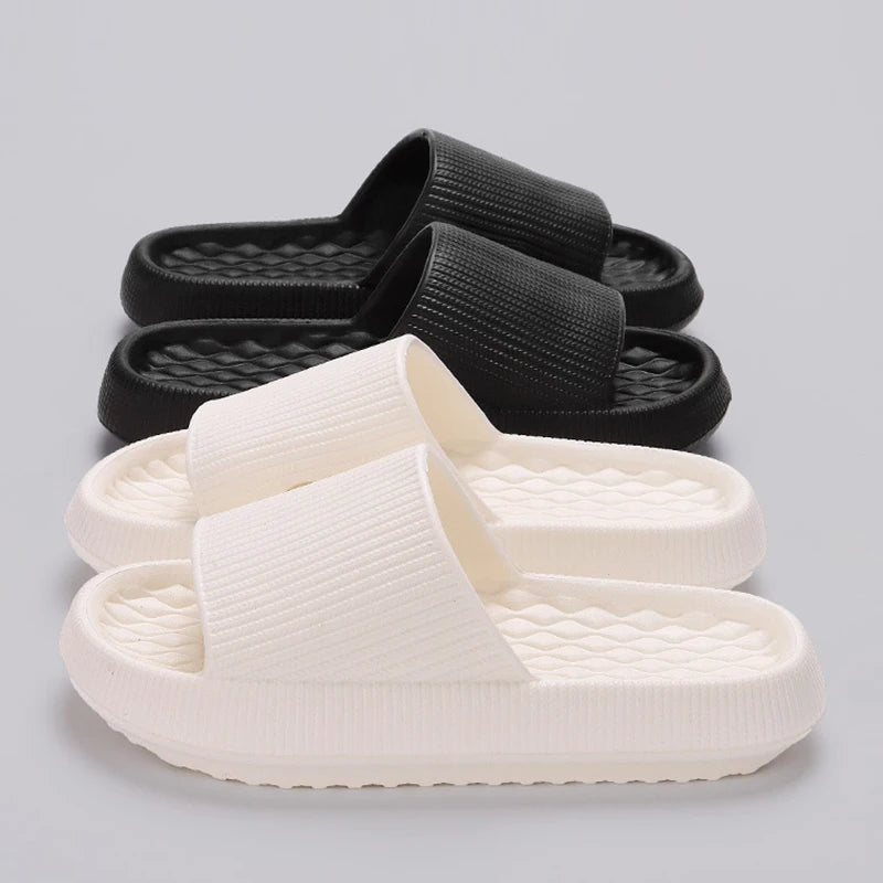 Eva Thick Platform Cloud Slippers Women Soft Sole Pillow Slides 2024 Summer Beach Sandals Woman Non Slip Bathroom Home Shoes